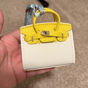 Luxury Micro Mini Bag Charm Keychain Pouch, her*mes  Birkin nata